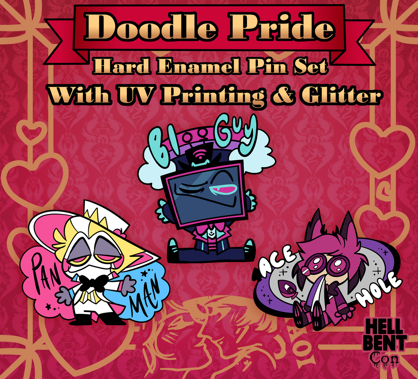 Hazbin Doodle Pride Pin Set (BatsyBunny Collab)